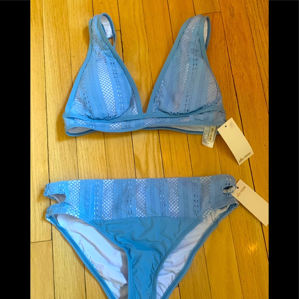 ELLA MOSS lace detail bikini blue M (8-10) NWT